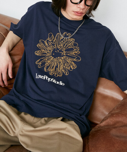 PUBLUX/ Pabriux <функциональные материалы> LOVE POP STUDIO — фланельный энбролидери T‑shirt лимитированная коллекция