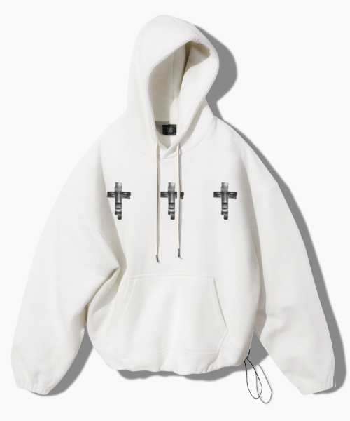 CROSS STRING HOODIE — толстовка с крестовыми шнурками — белая