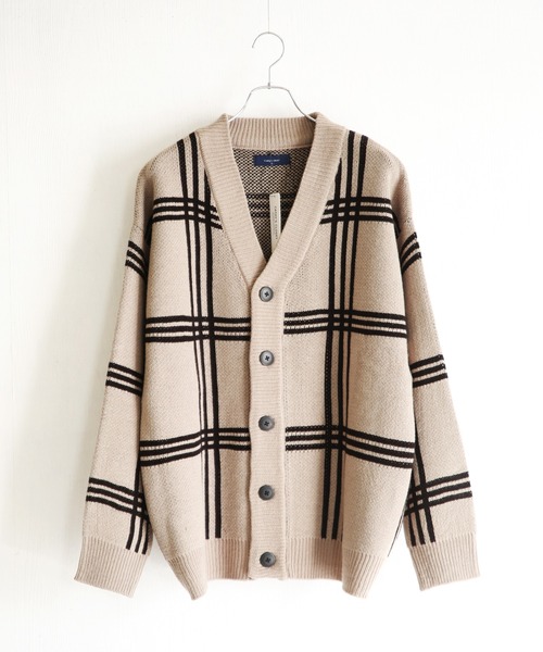 7G Check‑Argyle Knit Oversize — вязаный кардиган в клетку/аргайл (нитка кардиган)