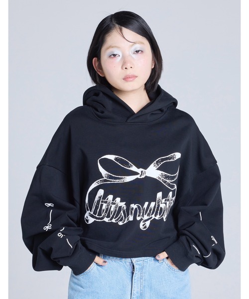 Short ribbon sweat hoodie — худи с коротким бантом