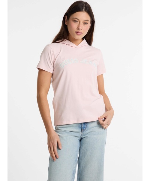 GUESS JEANS Ss Cn Reg Hooded Tee — парка‑регуляр красный