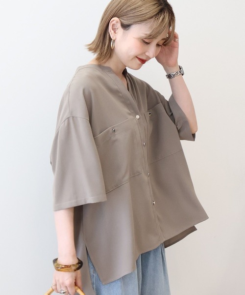 [WEB限定] Miritari W Pocket Skipper Shirt — военная рубашка с двойным карманом
