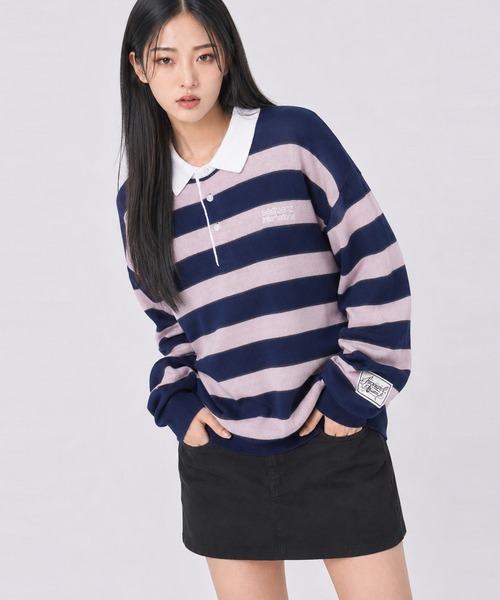 SEQUENZ／SHIRKEN Border Rugby Knit — регбийная вязаная кофта