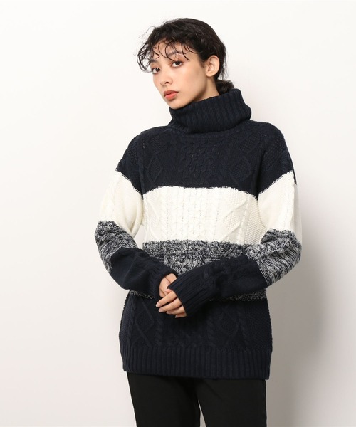 [Bl] [Bling leads] 5-гейдж кервлливый трикотажный топ «Turtle neck»
