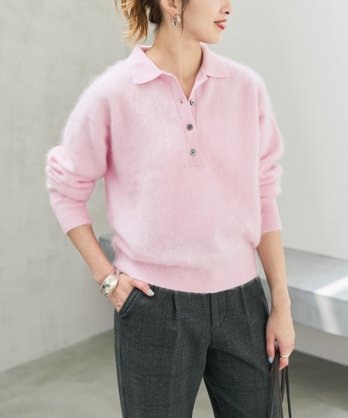 Wool Far Polo Shirt Knit Pullover — вязаная поло‑футболка