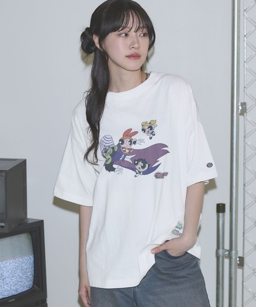 Buyer’s Select/DISCUS×Power Puff Girls крутящаяся половина рукава футболка Pigment T-shirt