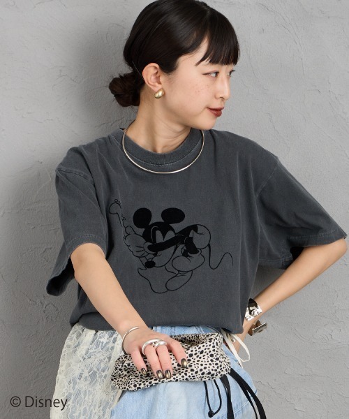 GOOD ROCK SPEED футболка с принтом MICKEY MOUSE / Флок-принт T-shirt (дизайнерская)