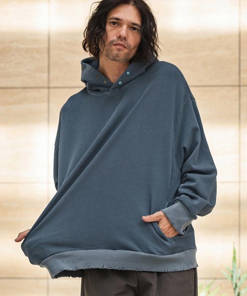 mpa3580 — vintage indigo like stud button pull parka