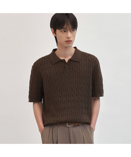 Tresssemi Overfit knit кардиган с коротким рукавом [коричневый]