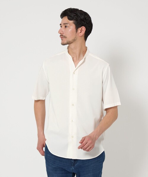 WARDROBE SMART веб‑лимит — дроп бандカラー скриптер‑шерт (Drop band collar skjirt) — рубашка‑скриптер