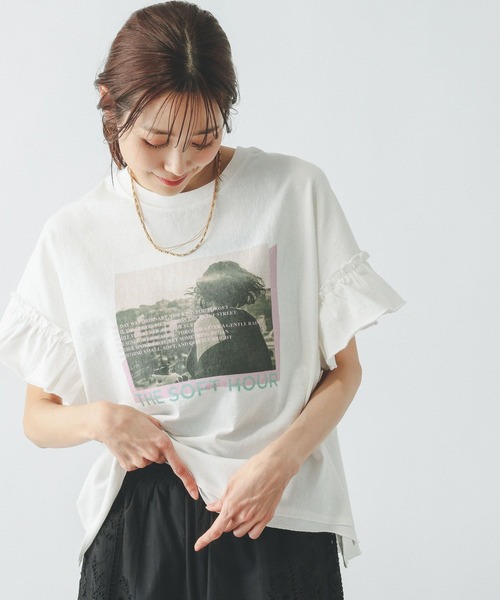 HEVILOT TEE frill print короткий рукав / 663965