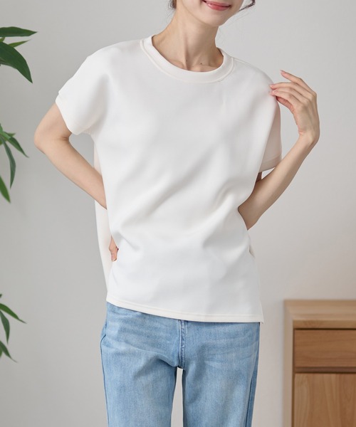 Solid color клар клонек поло короткий рукав round hem tops