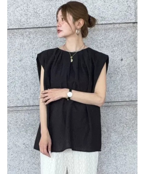 Linen mix crewneck blouse (сет-ап возможен)