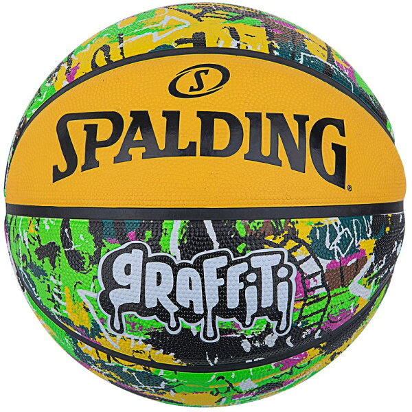 SPALDING баскетбольный мяч GRAFFITI, размер 7 (зеленый/желтый) 84-374Z, мужской универсальный, уличный/наружный, 2021 {SK}
