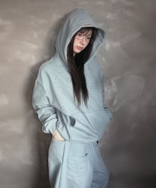 SYMBOL STUD PIGMENT HOODIE, мятный