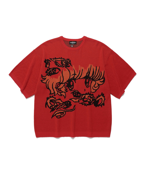 GHOST EYES BIG BIG KNIT TEE_RED (NG2EMUK605A)