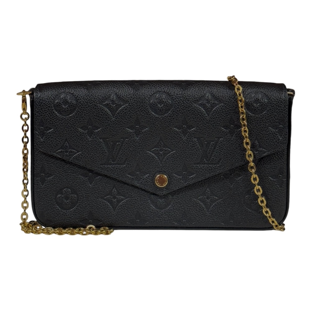 Louis Vuitton Pochette Felicie Monogram Empreinte через плечо, модель M82477, чёрная, женская, б/у