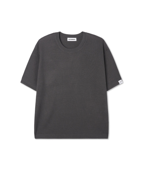 Ribbed layer reversible half-sleeve night T-shirt — Dark Gray