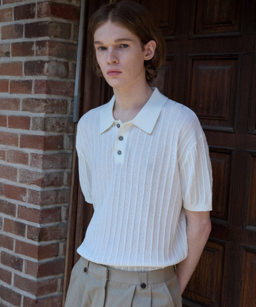Cool wool double-layer кардиган — Haafu shin ボルニット IVORY (WC25-KN21)