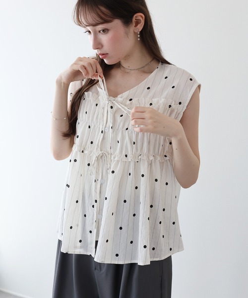 «Новый цвет» Dots Stripe Noose Sleeve Flubraws — рубашка в полоску (новинка)
