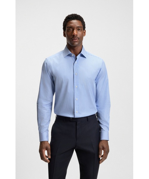 BECKHAM x BOSS — футболка‑слит с принтом Cotton Poplin (Cotton Poplin T‑shirt)
