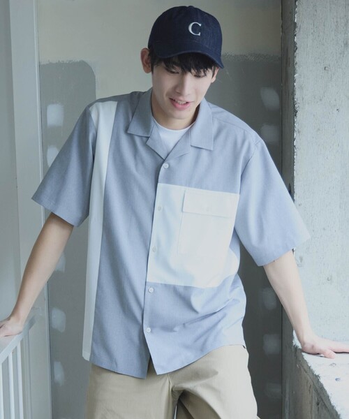 Lightweight Polyester Open Collar Shirt блочный принт