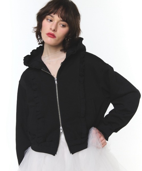 ROSY FRILL LOGO HOODIE (укороченный размер) — худи с логотипом и оборкой