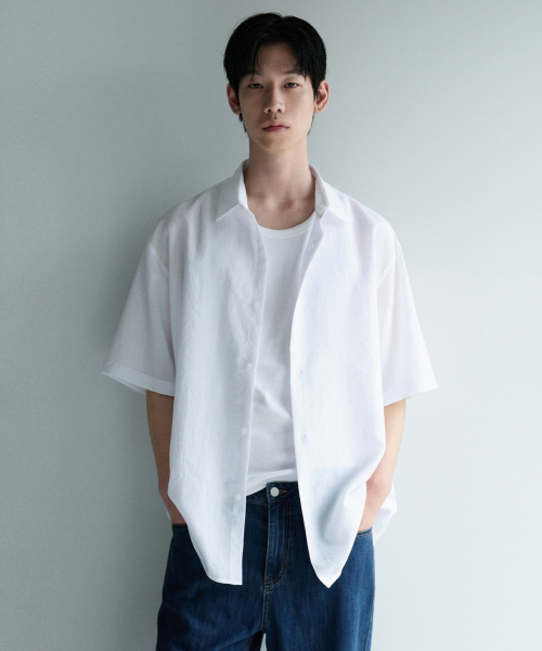 Cloth Dress Linen half-sleeve T-shirt [white] — льняная рубашка-футболка