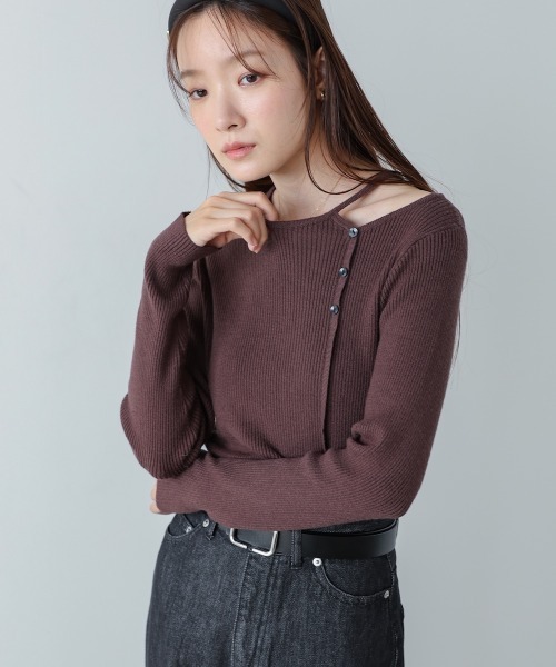 Shoulder slit knit nit tops — трикотажный топ с разрезами на плечах
