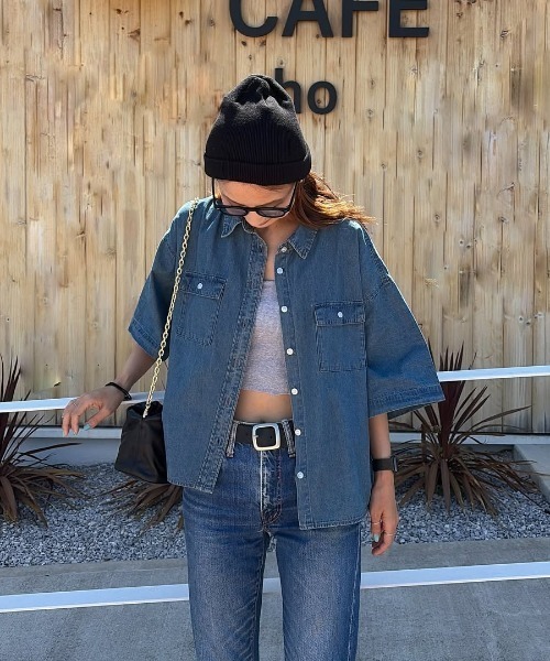 Oversize Regular Collar рельефная рубашка Reguera, короткий рукав — летняя