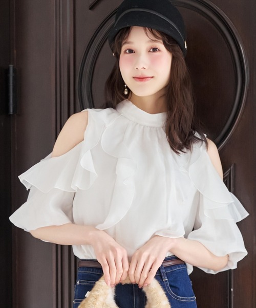 2WAY sheer/ruffle blouse — двусторонняя блуза