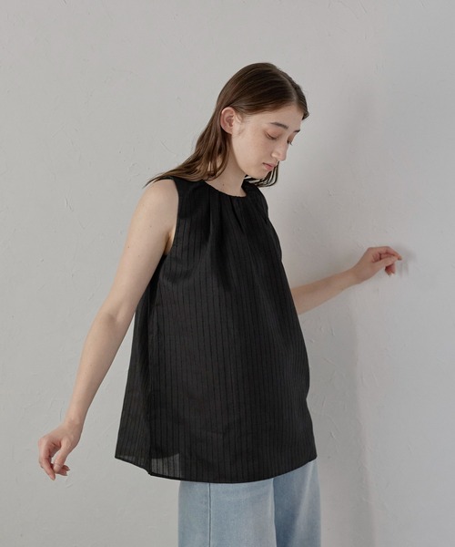 [MINERTE] neck tack stripe блуза / полосатая блуза с нагрудным воротником