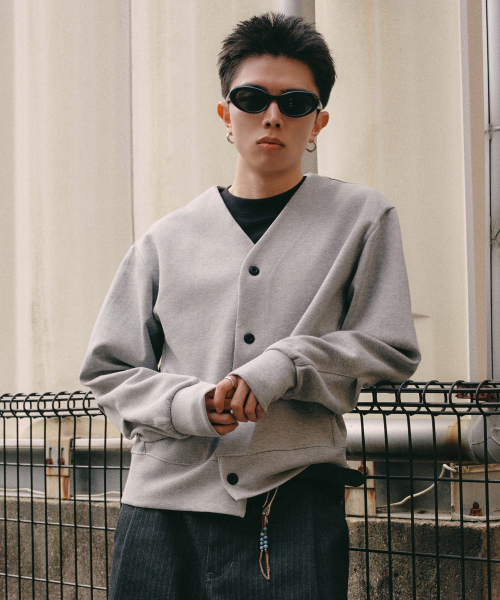 V‑neck croppus wetsuit cardigan [меланж серый]