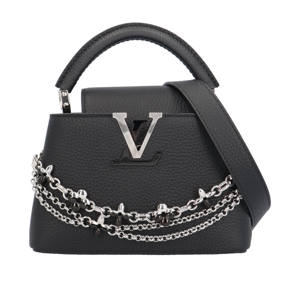 Мини-сумка Louis Vuitton Capucines Taurillon M26351 — чёрная женская