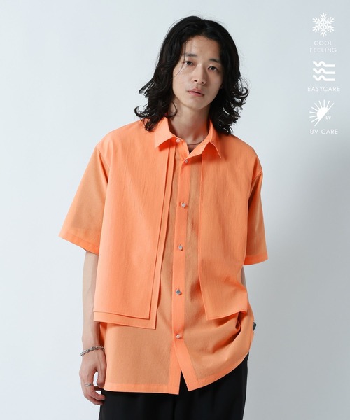 <охлаждающее ощущение/эйджик> COOL FEELING FEESHEER LAYERED SHIRTS / шифоновый слоеный фраш-shirt