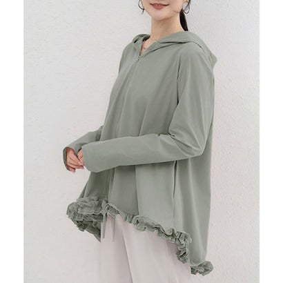 miniministore шифоновая парка с длинными рукавами, рюшами, защипами, однотонная для лета (светло-зеленая)