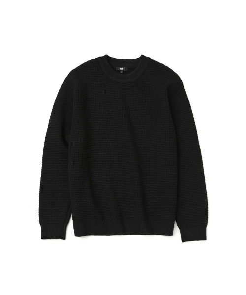 Waffle cluneckt knit — BLACK