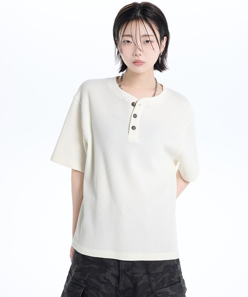 Waffle Heavy Henley Neck Tee / ワッフル ヘビー ヘンリーネック 半袖Tシャツ