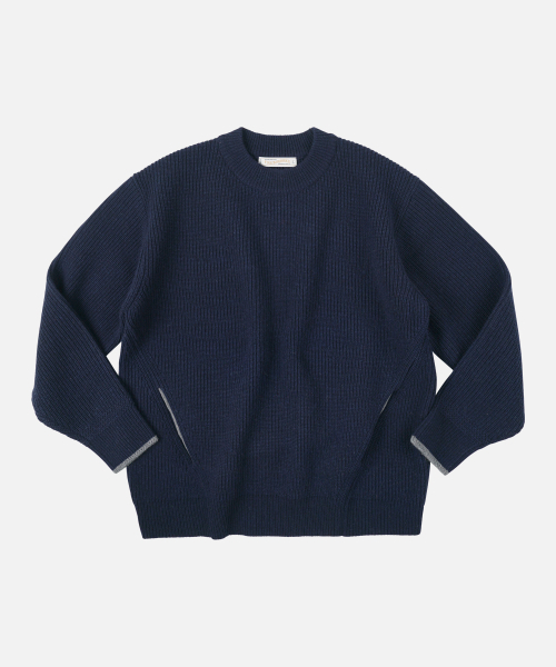 KANGAROO ROUND PULLOVER KNIT _ NAVY