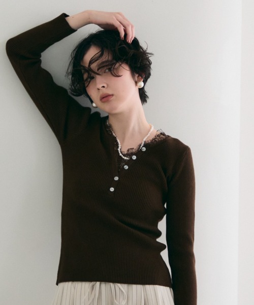Leisure Layard Henley Neck Rib Knit
