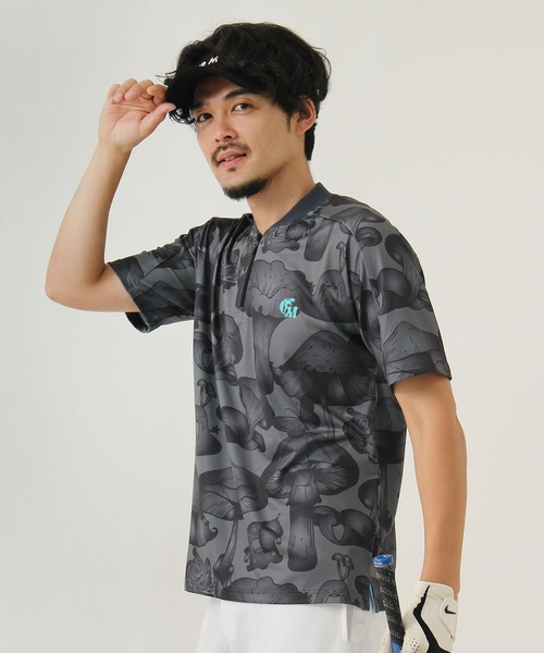 GREED MONSTER — футболка с коротким рукавом и задним принтом «Monster», половинная молния, golffwear back print