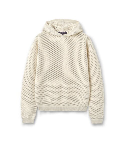 PUNCHING NET HOODED KNIT — худи с перфорацией, цвет ivory