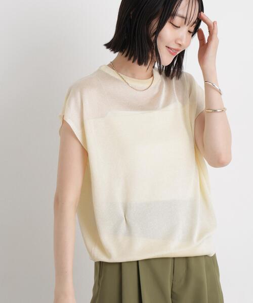 Shear切替 French sleeve long t‑shirt