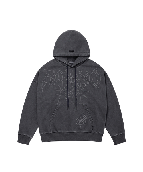 [PBA] SB VNJ Logo Washed Hoodie [CHARCOAL] — худи с логотипом, выстиранный эффект, угольно‑серый