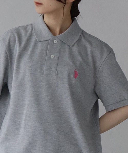 [U.S. POLO ASSN.] One Point Pony刺繍 TC鹿の子 поло с коротким рукавом — поло с вышитым логотипом Pony