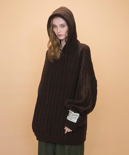 my beautiful landlet RIB KNIT VOLUME HOODIE — худи ребристый объемный