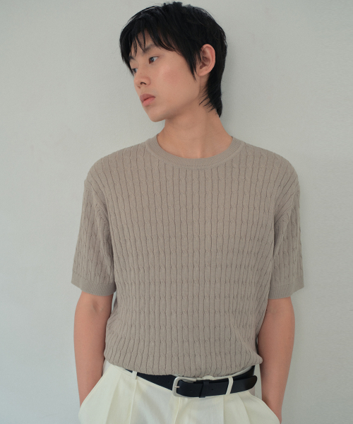 Wooshable Kevlar crop half‑knit half‑hoodie BEIGE (WC26KN84)