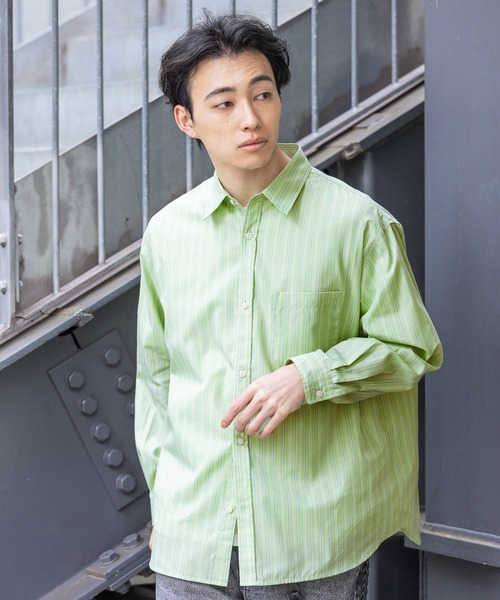 80TC Broad Stripe Over Shirt — оверсайз рубашка в широкую полоску