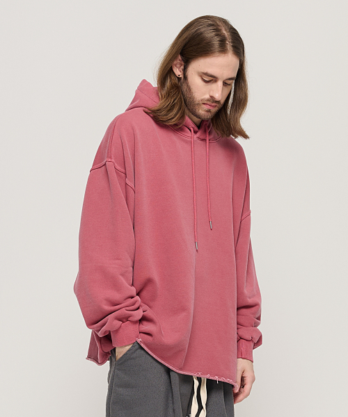 Пигмент‑ворствованный худи красного цвета (Pigment Wash Hooded Parker — Red)