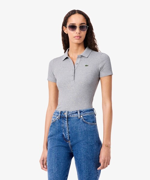 Tight‑fit rib knit polo shirt